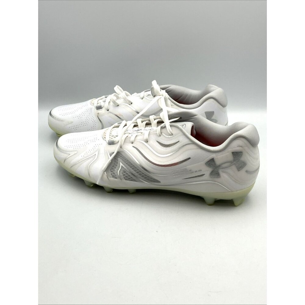 Size 13 - Under Armour Command MC Mens Lacrosse LAX Cleats White / Silver